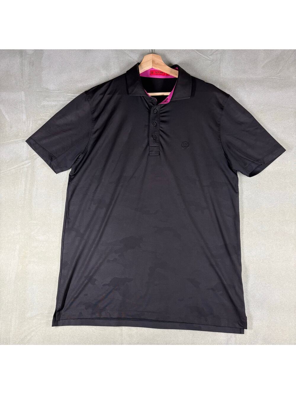 G/FORE Golf Polo Shirt Men Large Black Camo Stretch Performance Short Sleeve